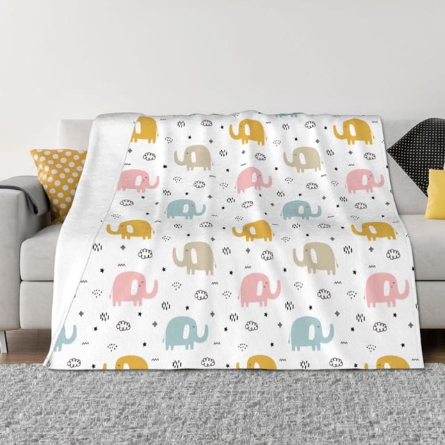 Fotbe Little Elephant Manta de Franela con Estampado, Manta Ultrasuave para Cama, Sofá, Auto, Hipoalergénica y Antibolitas-40"x30"