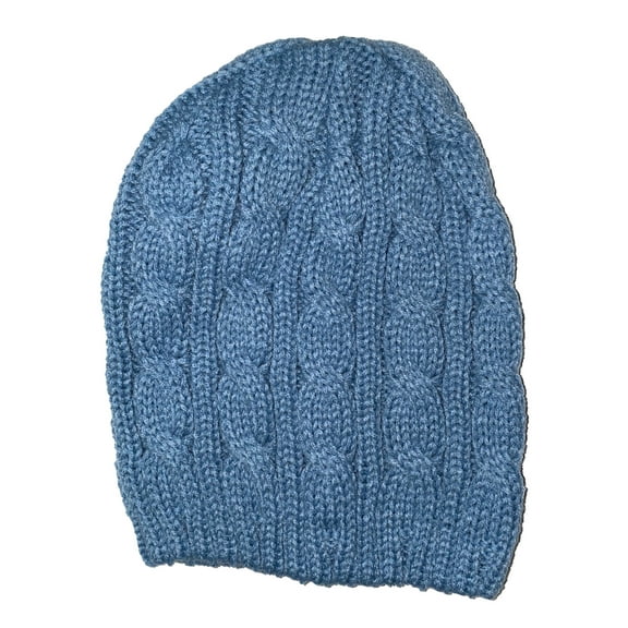 Thick Knitted Cuffless Beanie, Light Blue