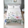 thumbnail image 2 of California King Size Flat Sheet Only, Pink Blue Spring Floral Soft Brushed Microfiber Bed Sheets, Watercolor Elegant Botanical Hotel Quality Breathable Bedding Top Sheet, Easy Care, 108"x98", 2 of 9