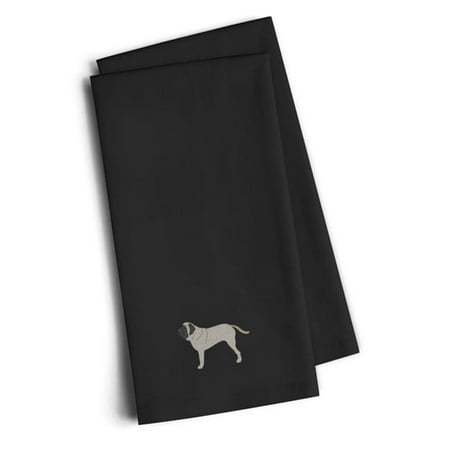 

English Mastiff Black Embroidered Kitchen Towel Set of 2