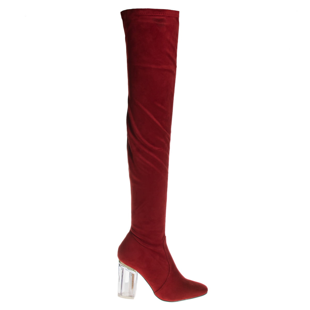 perspex thigh high boots