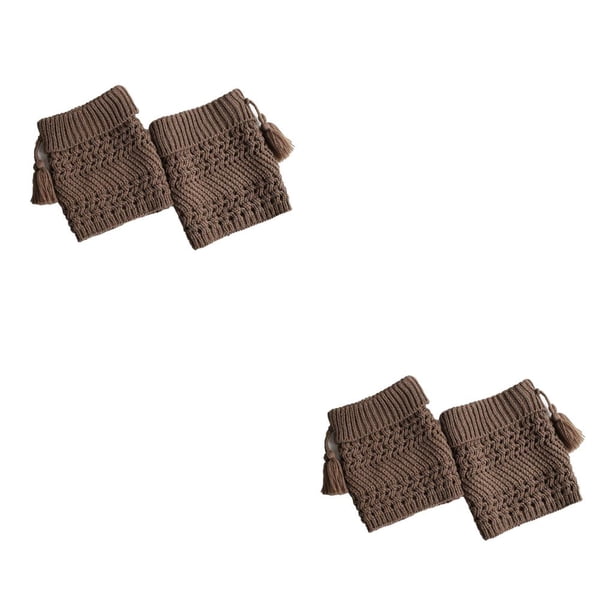Billuyoard Calentador de piernas, funda para mantener el calor, accesorios de vestir para mujer, puños cortos para botas con flecos, colgante, fundas para Caqui 2piezas Billuyoard CBP288791
