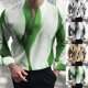 thumbnail image 5 of Men Casual Print V Neck Dress Shirts Long Sleeve Loose Office Blouse Tops Tee, 5 of 8