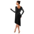 thumbnail image 2 of Sholeno Lyrical Dance Dress for Women V-neck Long See-through Sleeves Rhinestone Modern Contemporary Black XL, 2 of 7