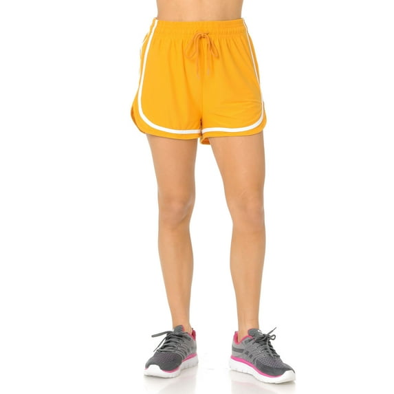 Auliné Collection Womens Sports Exercise Workout Fitness Gym Yoga Running Shorts Mustard SM