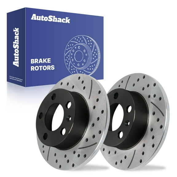 AutoShack Rear Solid Drilled & Slotted E-Coated Brake Rotors 2-PC Set Replacement for 1999-2010 Volkswagen Jetta 1998-2011 Volkswagen Beetle 2001-2009 Seat Cordoba ShadowGuard 9.12" (231.7 mm)