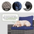 thumbnail image 6 of LazySunsets 6-Piece Outdoor Wicker Patio Conversation Set, Grey Rattan Sofa with Navy Blue Cushions, Tempered Glass Coffee Table for Backyard Garden Deck, 6 of 7