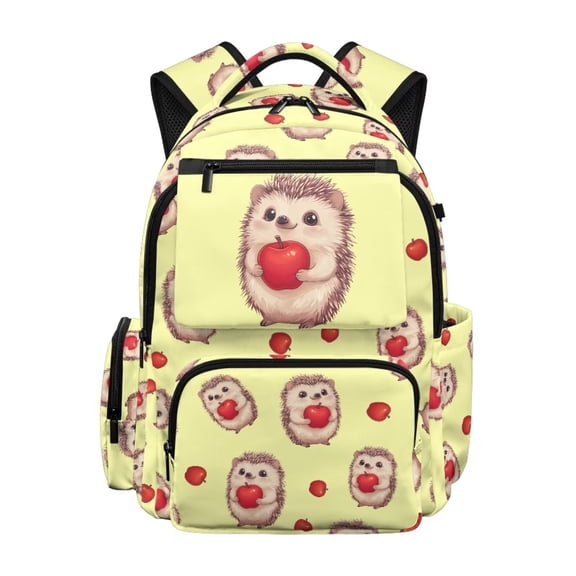 Pzuqiu Yellow Hedgehog Kids Backpack Schoolbag for Girls 17 Inch Lightweight Bookbags with Padded Straps Comfortable Breathable Soft Daypack for Students Travel Daily Use