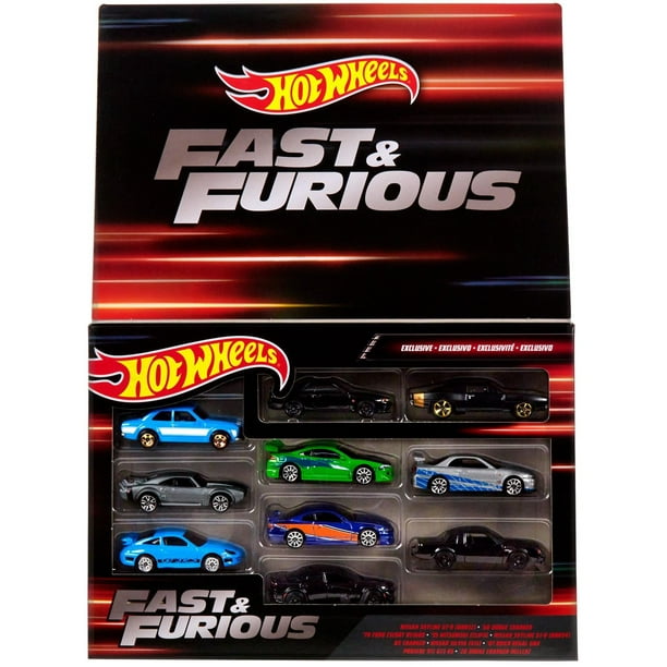 Hot Wheels Cars, Fast & Furious Themed 10-Pack of Vehicles