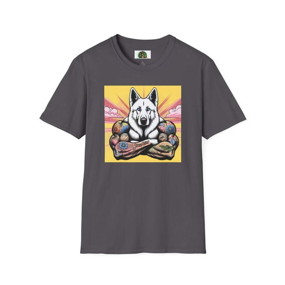 German Shepherd arms and flexing shirt