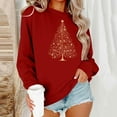 thumbnail image 2 of Cavosen Christmas Womens Hoodies Pullover Crew Neck Long Sleeve Ugly Pullover Christmas Tree Solid Loose Blouses Party Shirt Tops, 2 of 6