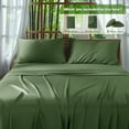 thumbnail image 3 of Sonoro Kate Breathable Bamboo Bed Sheet Set - Deep Pockets - 4 Piece, Queen, Olive Green, 3 of 6
