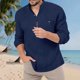 thumbnail image 1 of Seeotter Mens Long Sleeve Shirts Casual Button Collared Shirts Raglan Golf T Shirt, 1 of 7