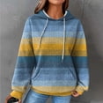 thumbnail image 2 of Pullover Sweaters for Women Workout Winter Fall Relaxed Fit Hooded Long-sleeved Dolman Drop Shoulder Colorblock Patchwork Hoodie Waffle Knit Hoodies(Blue,XL), 2 of 4