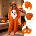 thumbnail image 3 of Halloween Onesie, Pumpkin Jack O Hooded Costumes Adult Plush Halloween Pajama|Polar Fleece Jack-O Casual Costume Y2k Trendy Funny Streetwear Fall Winter Warmth Jumpsuit Vacation Loungewear, XL, 3 of 7