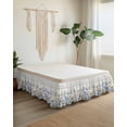 thumbnail image 2 of Blue Floral Spring Wrap Around Bed Skirts for Queen Bed 18" Drop,Bed Skirt with Adjustable Elastic Belt Dust Ruffle Bed Valance for Bedroom Hotel Summer Botanical Flower Vintage Bed Frame Cover, 2 of 7
