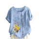 thumbnail image 1 of Camiseta suelta informal de verano con cuello redondo y manga corta con estampado de flores para mujer OAVQHLG3B Store  lin121212, 1 of 4