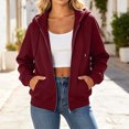 thumbnail image 2 of Fashion Zip Up Hoodie for Womens Pullover Plus Size Solid Color Pockets Zipper Long Sleeved Regular Top Hooded Sweatshirts Coat Outwear, 2 of 9