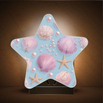 Star Night Light Auto On/Off Plug-in Wall Light with Light Sensor Warm White LED for Home Party Seashells and Pearls Pattern