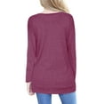 thumbnail image 3 of Women Solid Color Long Sleeve Button Decor Tops, 3 of 3