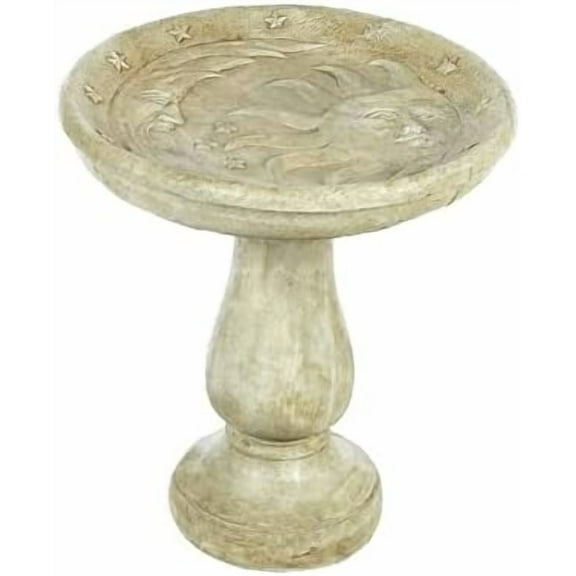 Solid Rock Stoneworks Concrete Celestial Birdbath - 24in Tall - Buff