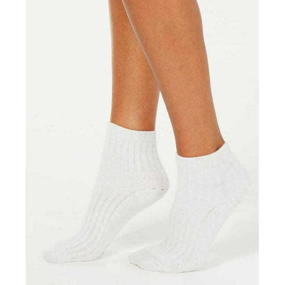 INC International Concepts Ribbed Shimmer Socks, White