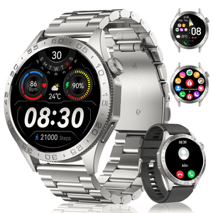 Tikland Smart Watch, 1.43'' AMOLED, 100 Sports Modes, Silver Steel