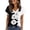 White, variant on Women's Airy Loose Fit V-Neck Short Sleeve Printed T-Shirt Top for Summer Daily