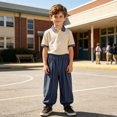 thumbnail image 2 of CAIVO Relaxed Fit Boys Pants For Kids Elastic Waist Everyday Trousers Summer Outdoor Birthday Solid Color Bottoms, 2 of 7