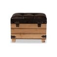 thumbnail image 5 of Baxton Studio Edmund Rustic Transitional Dark Brown Faux Leather Upholstered and Oak Brown Finished Wood Storage Ottoman, 5 of 5