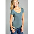 thumbnail image 3 of Women & Junior Solid Basic Short Sleeve Scoop Neck Bodysuit, 3 of 4