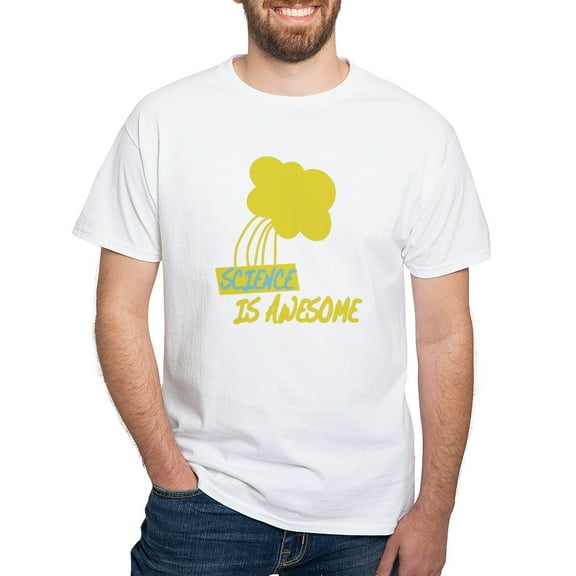 CafePress - Science Is Awesome 2 T Shirt - Men's White Classic Cotton T-Shirts