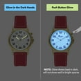 thumbnail image 6 of Bandini Mens Glow Watch - Leather Racer Band - 38mm Analog Men's Easy to Read Wrist Watch with Light, Light Up Watches, Quartz, White Dial, Big Numbers, Glow in the Dark Hands - Silver Tone / Tan, 6 of 6