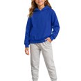 thumbnail image 4 of CUZIBR Little Girls Hoodies Basic Solid Color Sweatshirt Pullover Long Sleeve Soft Outdoor Tops,Blue,8-9 Years, 4 of 4