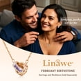 thumbnail image 6 of Linawe Amethyst Purple Moissanite Necklace for Women, Rose Gold Hypoallergenic Stainless Steel Chain, Interlocking Double Circle Pendant Necklaces, Diamond Birthstone Jewelry, 6 of 7