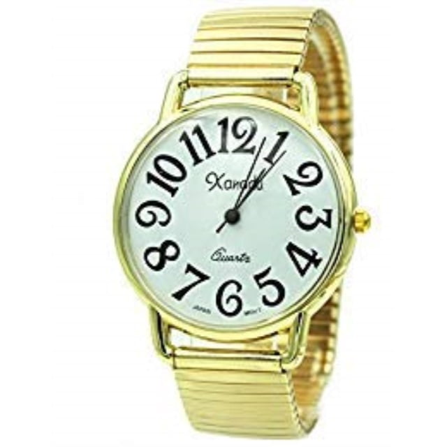 xanadu women gold tone stretch band easy to read watch