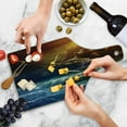 thumbnail image 4 of Nature Cutting Board, Thunderstorm Themed Rays over the Ocean Waves Wild Forces in the Air Print, Decorative Tempered Glass Cutting and Serving Board, Wine Bottle Shape, Orange and Blue, by Ambesonne, 4 of 5