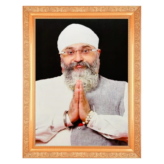 Bm Traders Rinku Veer Ji Beautiful Digital Print Photo In ArtWork Golden Frame (11 x 14 Inch)OR(27.94 X 35.56 Cm) Religious Gifting