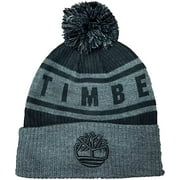 Timberland Icon Logo Pom Cuffed Knit Hat Beanie Charcoal Heather