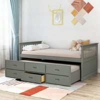 Merax Solid Wood Captain Bed with Trundle and Drawers, Twin, Multiple Colors