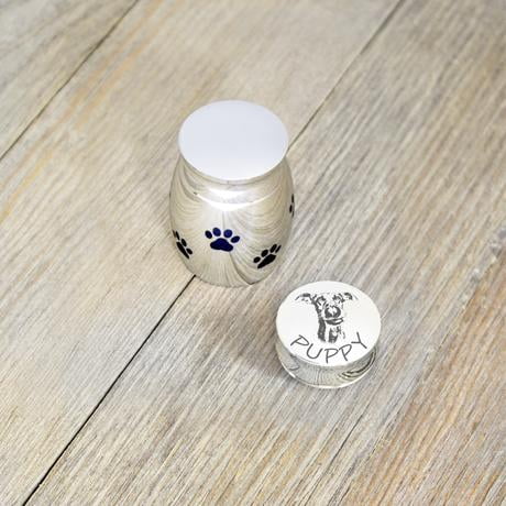 Engravable Pet Portrait Paw Print Mini Urn Personalized Dog Cat Picture Cremation Ashes Holder Custom Memorial Keepsake Vet Jewelry Box