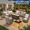 thumbnail image 2 of Ovios 11 Pieces Patio Furniture Set All-Weather Wicker Outdoor Sectional with 54" Fire Pit, Swivel Chairs & Solar Table, 2 of 10