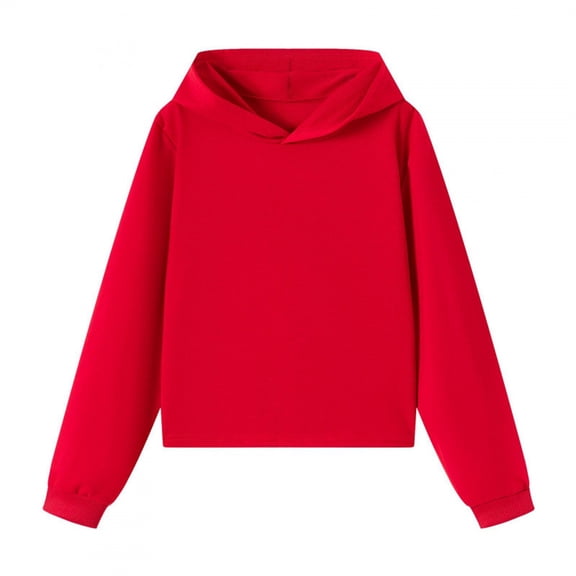 LIJCC Boys Girls Kids Hoodie Solid Color Sweatshirt Long Sleeve Soft Hooded Sweatshirts Baggy Preppy Pullover Top(Red,15-16 Years)