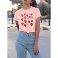 thumbnail image 6 of VILOVE Womens Strawberries Graphic Tees Crew Neck Short Sleeve Fruit Strawberries Shirts, 6 of 7