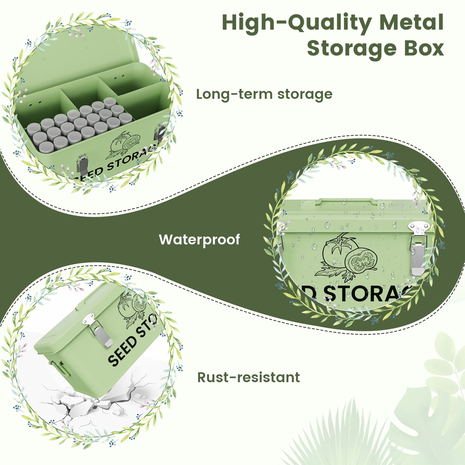 Seed Storage Box—Metal Seed Pack Holder Seed Container Storage provides complete seed preservation organization for every gardening enthusiast.