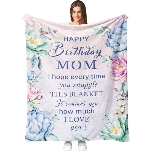 Mom Birthday Gifts from Daughter Son, Birthday Gifts for Mom, Gifts for Mom Birthday Unique, Mom Gifts for Birthday, Mother Birthday Gifts Throw, Happy Birthday Mom Gifts Blanket 50''x60''