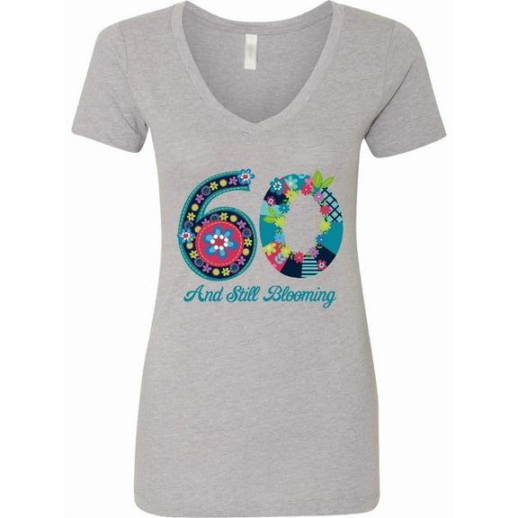 Inktastic Blooming 60th Birthday Women's V-Neck T-Shirt