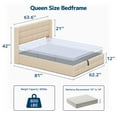 thumbnail image 3 of Asofer Queen Storage Bed Frame with Hydraulic Lift, Upholstered Headboard & Wood Slats, Beige, 3 of 14
