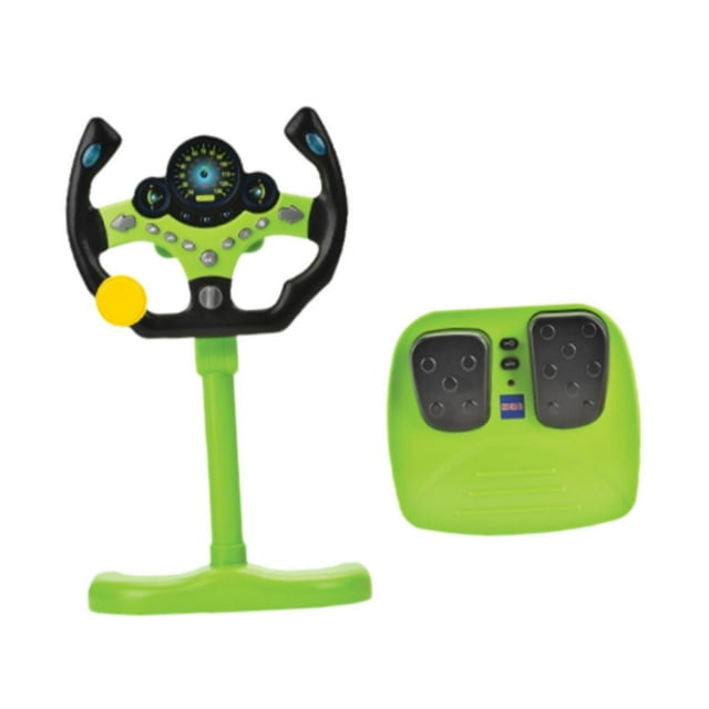 TISHITA Electric Steering Wheel Toy Light and Sound Brake Pedal Infant Toddlers Boys Green