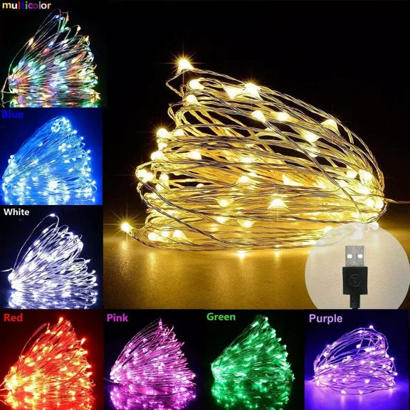 USB Plug In Fairy Lights, 33ft 100 LED Micro Copper Wire Fairy String Lights for Indoor Bedroom, Christmas, Parties, Wedding, Centerpiece, Decoration,Warm White